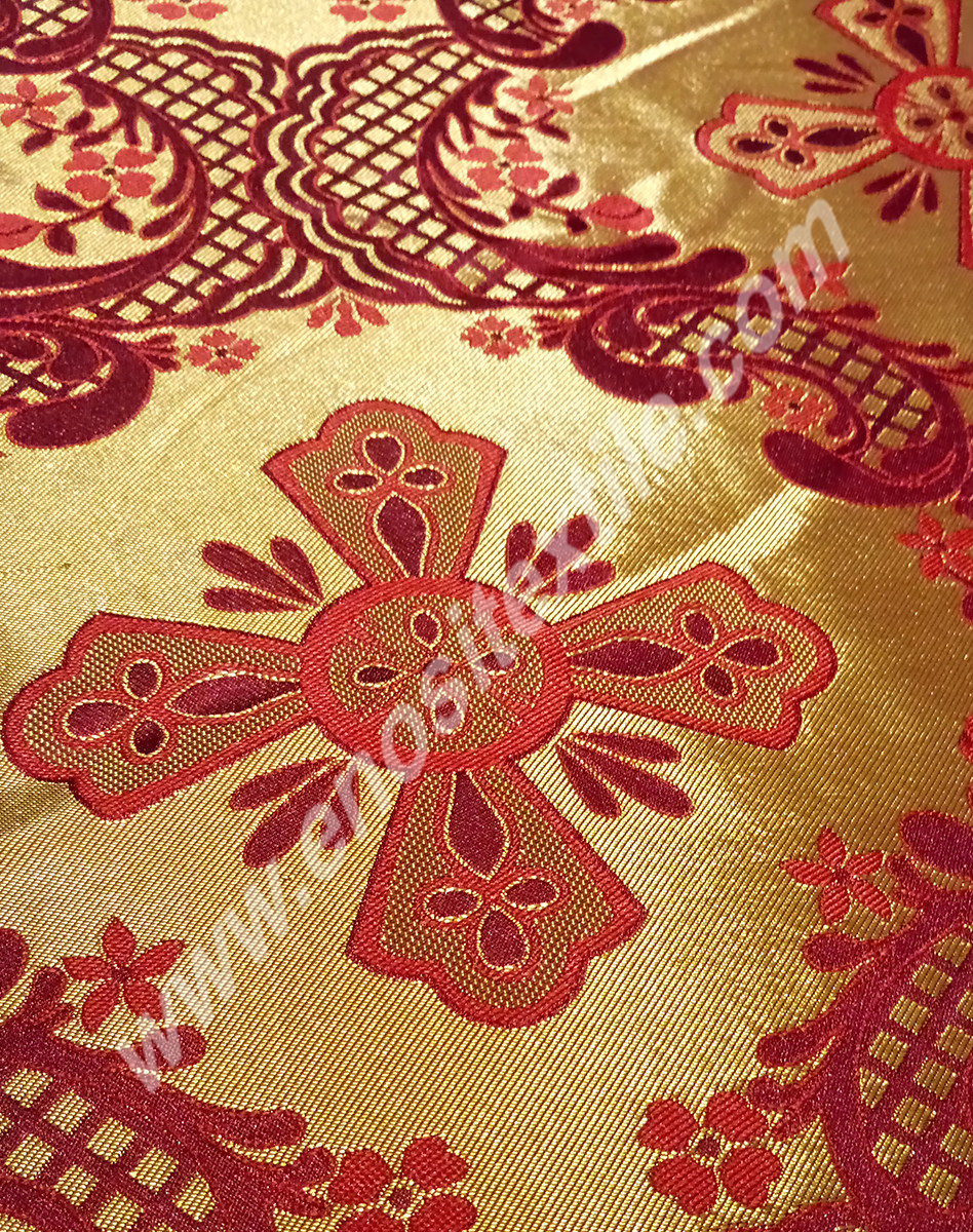 KL-016 Claret Red-Gold Brocade Fabrics